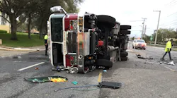 Five Daytona Beach firefighters were injured in the crash after a vehicle rear-ended the pumper.