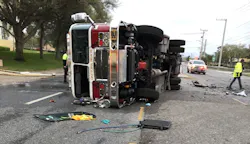 Five Daytona Beach firefighters were injured in the crash after a vehicle rear-ended the pumper.