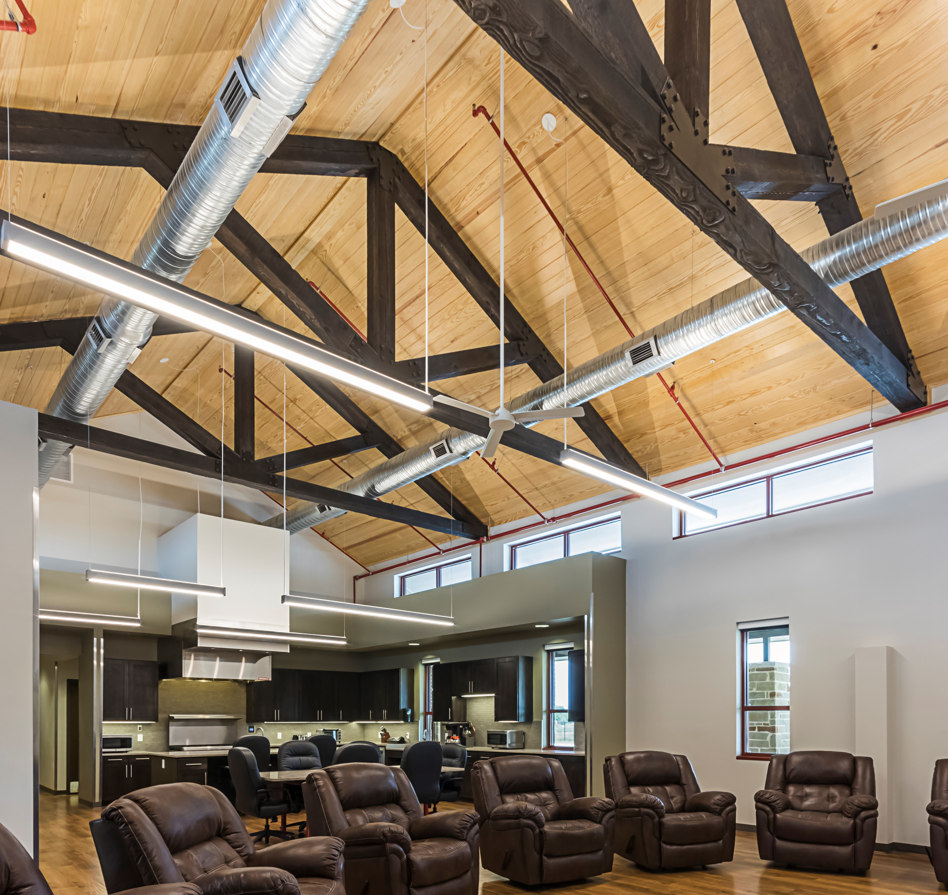 The first line of defense against airborne viruses in the fire station is its HVAC system. In certain climates and at certain times of the year, a system&rsquo;s capability to regulate humidity to a range of 40 percent&ndash;60 percent can increase HVAC&rsquo;s effectiveness. In settings in which members congregate (shown), UV-C lighting can be added for more protection against viruses, including COVID-19.