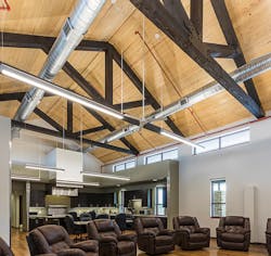 The first line of defense against airborne viruses in the fire station is its HVAC system. In certain climates and at certain times of the year, a system’s capability to regulate humidity to a range of 40 percent–60 percent can increase HVAC’s effectiveness. In settings in which members congregate (shown), UV-C lighting can be added for more protection against viruses, including COVID-19. The first line of defense against airborne viruses in the fire station is its HVAC system. In certain climates and at certain times of the year, a system’s capability to regulate humidity to a range of 40 percent–60 percent can increase HVAC’s effectiveness. In settings in which members congregate (shown), UV-C lighting can be added for more protection against viruses, including COVID-19.