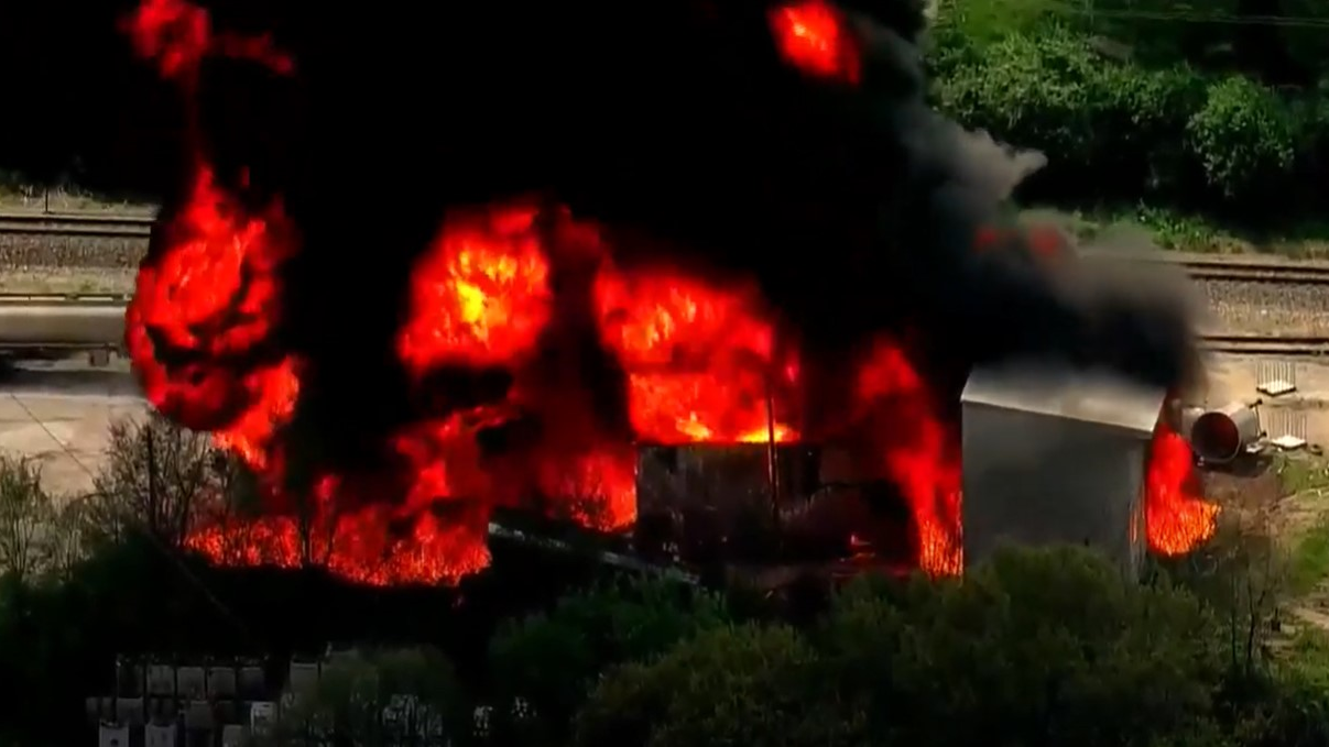 A firefighter was injured battling a large fire at a chemical factory in Affton, MO, on Thursday.