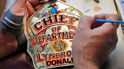 Bob Stella has become the official helmet shield painter for several fire departments, including New York City and Boston. Bob Stella has become the official helmet shield painter for several fire departments, including New York City and Boston.