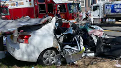 Boston firefighters extricated three people from a serious car accident in the city's Dorchester neighborhood Thursday.