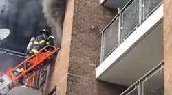 An 8-year-old girl broke both legs jumping from a sixth-floor balcony of a burning apartment building in the Bronx on Wednesday.