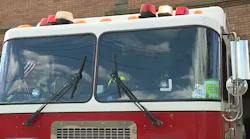 The windshield of Cleveland Division of Fire's Engine 26 was damaged after gunfire struck Station 26 late Saturday morning.