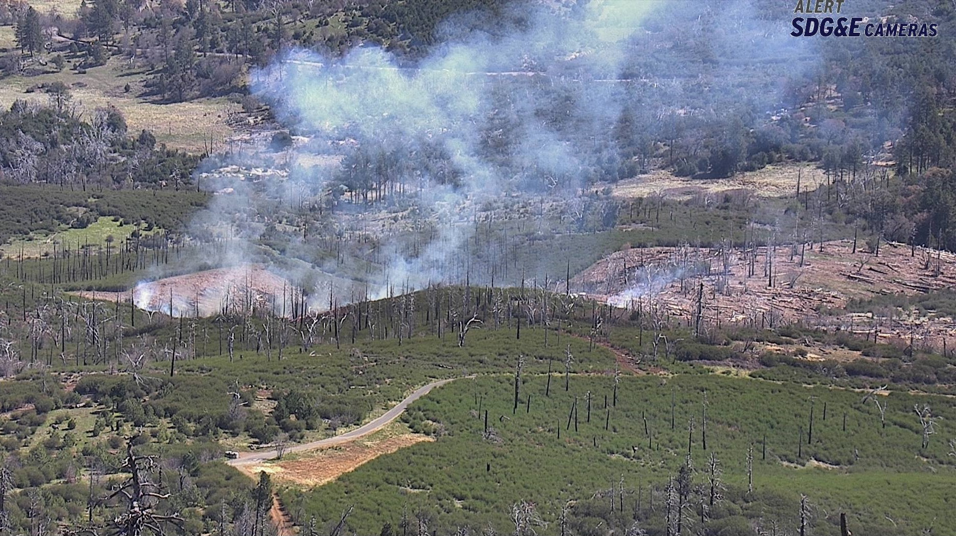 Two Viejas firefighters and a CAL FIRE firefighter suffered smoke inhalation while monitoring a prescribed fire in Cuyamaca Rancho State Park on Monday.
