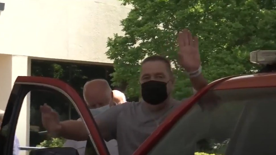 A surprise farewell celebration was held Wednesday for North Spartanburg, SC, firefighter-EMT Don Johnson, who was hospitalized for five months because of COVID-19.