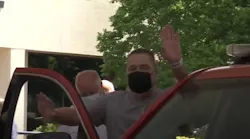 A surprise farewell celebration was held Wednesday for North Spartanburg, SC, firefighter-EMT Don Johnson, who was hospitalized for five months because of COVID-19.