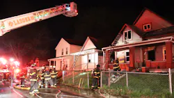 Three Indianapolis firefighters were injured battling two separate fires four hours apart on the city's northeast side early Thursday.