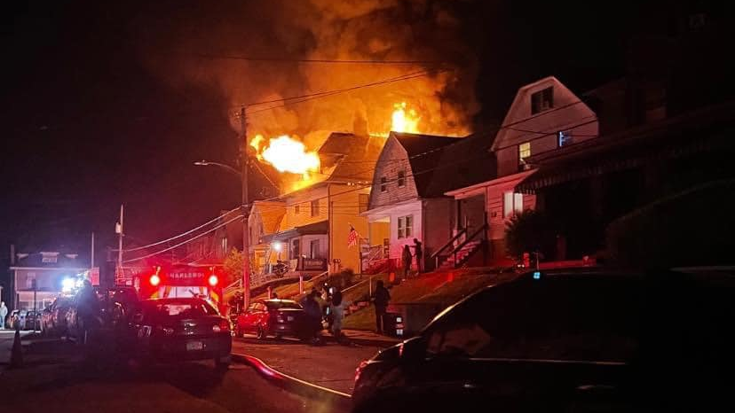 Firefighters from multiple departments battled a fire that engulfed a Monessen, PA, home late Thursday.