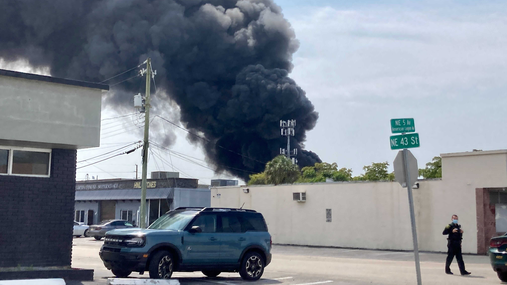 Firefighters from several departments battled an intense fire at a Styrofoam manufacturing warehouse in Oakland Park, FL, that set off an explosion in the building Wednesday.