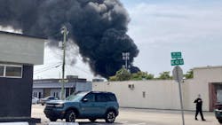 Firefighters from several departments battled an intense fire at a Styrofoam manufacturing warehouse in Oakland Park, FL, that set off an explosion in the building Wednesday. Firefighters from several departments battled an intense fire at a Styrofoam manufacturing warehouse in Oakland Park, FL, that set off an explosion in the building Wednesday.