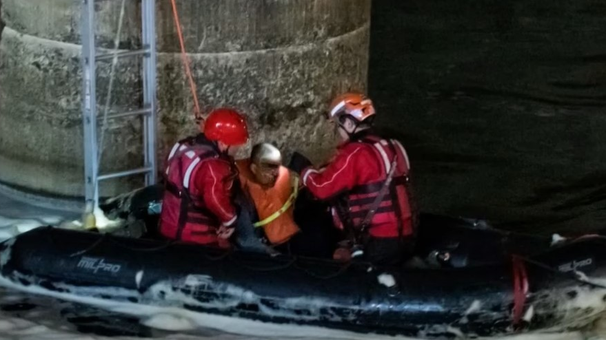 Paterson, NJ, firefighters rescued a man at the base of Great Falls early Sunday.