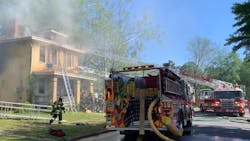 A Richmond, VA, firefighter was injured in a mayday call during a two-alarm house fire Friday.