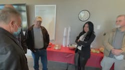 Jaqueline Luxenberg meets Saturday with the Smyrna, GA, firefighters who saved her from a fire caused by a Navy jet that crashed into an apartment complext in November 1989. Jaqueline Luxenberg meets Saturday with the Smyrna, GA, firefighters who saved her from a fire caused by a Navy jet that crashed into an apartment complext in November 1989.