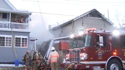 More than 50 Syracuse, NY, firefighters battled a fire that broke out in a building that houses a convenience store and apartments on the city's north side Thursday. More than 50 Syracuse, NY, firefighters battled a fire that broke out in a building that houses a convenience store and apartments on the city's north side Thursday.
