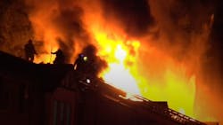 Tacoma, WA, firefighters battled a two-alarm apartment complex fire that injured two people early Monday.