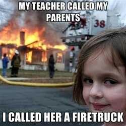 Disaster Girl Meme Fire Truck