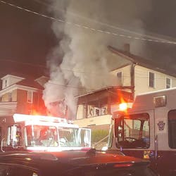 A firefighter was injured by falling debris during a house fire in East Conemaugh, PA, early Tuesday.