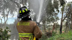 Oceanside, CA, firefighters returning to the station from a call spotted a lightning strike that sparked a vegetation fire Thursday.