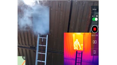 With qualitative thermography via a thermal imager on a drone, a victim can be seen clearly through smoke.