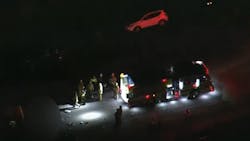 A wrong-way driver was killed when her car collided with an AMR ambulance in Moorpark, CA, late Tuesday.