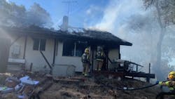 Atascadero, CA, firefighters mounted an exterior attack on a house fire after more than 5,000 ammunition rounds were ignited by the flames Friday. Atascadero, CA, firefighters mounted an exterior attack on a house fire after more than 5,000 ammunition rounds were ignited by the flames Friday.