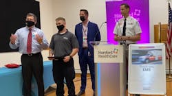 EMS workers were honored Thursday for helping to save the life of a Baltic, CT, butcher who accidentally cut his right femoral artery on the job in March. EMS workers were honored Thursday for helping to save the life of a Baltic, CT, butcher who accidentally cut his right femoral artery on the job in March.