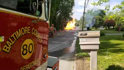 Firefighters battled a large fire in Pikesville, MD, that was caused by a natural gas explosion Friday. Firefighters battled a large fire in Pikesville, MD, that was caused by a natural gas explosion Friday.