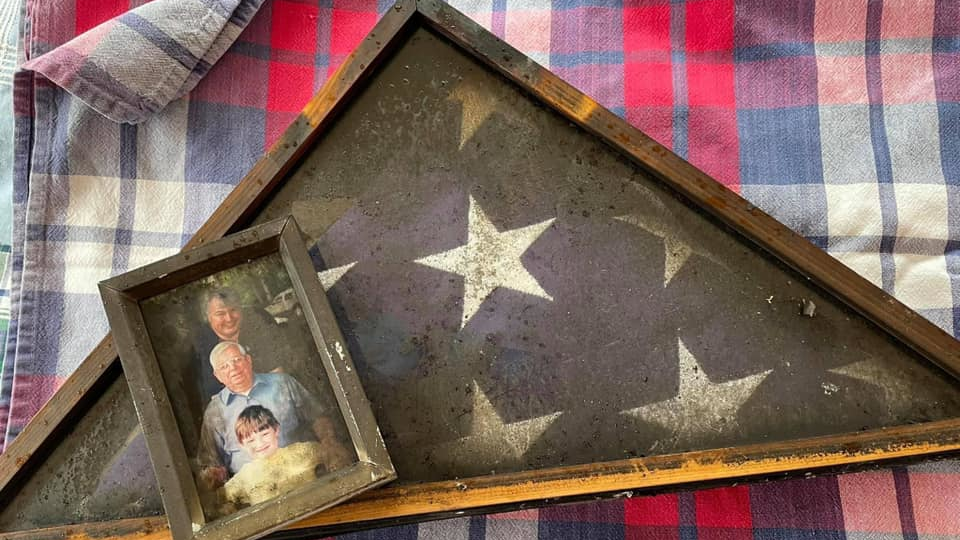 A Hermon firefighters saved a late grandfather's military flag from a resident's burning apartment in Bangor, ME, on Monday.