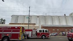 Billings, MT, firefighters rescued a worker who was buried up to his chest in sugar after falling into a silo Friday. Billings, MT, firefighters rescued a worker who was buried up to his chest in sugar after falling into a silo Friday.
