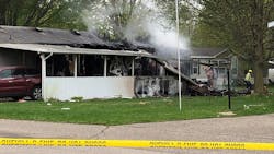 A 50-year-old man was seriously injured in after explosions and a fire at a mobile home north of Cedar Springs, MI, on Tuesday. A 50-year-old man was seriously injured in after explosions and a fire at a mobile home north of Cedar Springs, MI, on Tuesday.