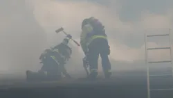 Firefighters from a dozen departments worked for two hours to put out a three-alarm fire that broke out at a Franklin, MA, apartment complex Monday.