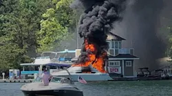 Two teens were airlifted to the hospital after a boat explosion on Lake Lanier in Hall County, GA, on Sunday.