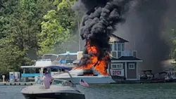 Two teens were airlifted to the hospital after a boat explosion on Lake Lanier in Hall County, GA, on Sunday.