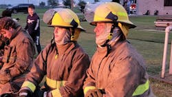 Alexis Thompson (left) and her dad, Billy Thompson, of Godley, TX, attended Hill College&apos;s fire academy and graduated from the program last week.