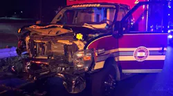 EMS workers aboard a Levittown-Fairless Hills Rescue Squad ambulance were injured when their unit was struck head-on by an SUV traveling in the wrong direction in Bristol Township, PA, early Sunday.