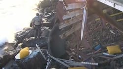 Nine people were injured when a balcony at Malibu, CA, home collapsed onto a rocky beach during a party Saturday. Nine people were injured when a balcony at Malibu, CA, home collapsed onto a rocky beach during a party Saturday.