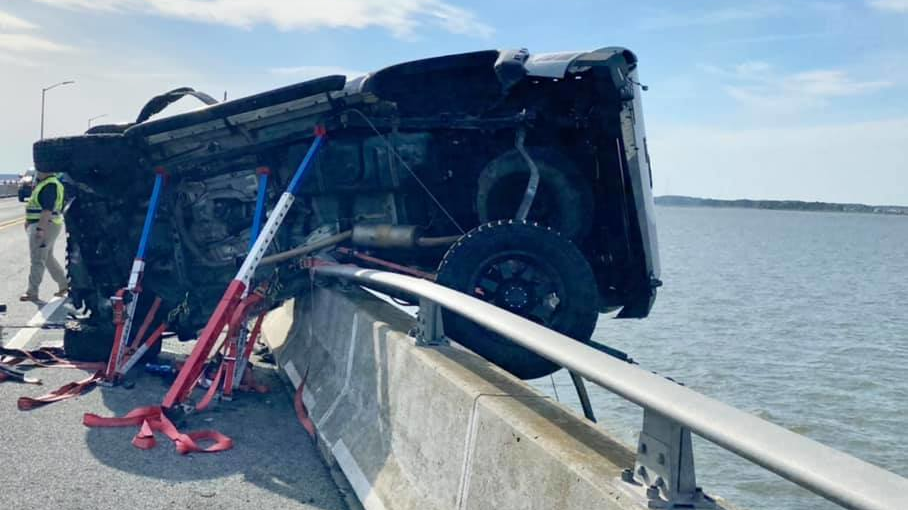A good Samaritan saved an infant who was flung into Assawoman Bay following a multi-vehicle accident along a bridge in Ocean City, MD, on Sunday.