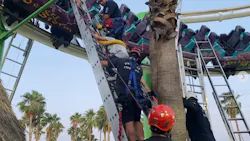Phoenix and Glendale, AZ, technical rescue teams extricated 22 people from a stalled roller coaster at an amusement park Saturday. Phoenix and Glendale, AZ, technical rescue teams extricated 22 people from a stalled roller coaster at an amusement park Saturday.