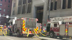Pittsburgh firefighters put out a five-alarm fire that broke out in the basement of the city's 44-floor Gulf Tower on Wednesday.