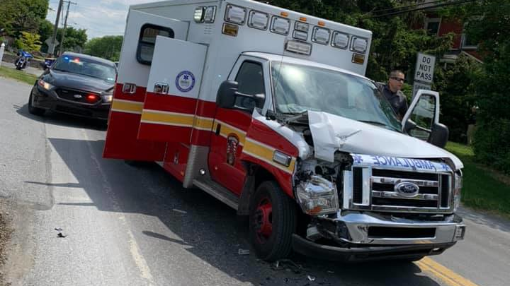 A Reading, PA, Fire Department ambulance was damaged in a crash after it was stolen while medics were responding to a medical call in a high-rise Monday.