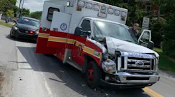 A Reading, PA, Fire Department ambulance was damaged in a crash after it was stolen while medics were responding to a medical call in a high-rise Monday.