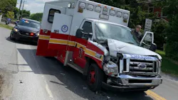 A Reading, PA, Fire Department ambulance was damaged in a crash after it was stolen while medics were responding to a medical call in a high-rise Monday.