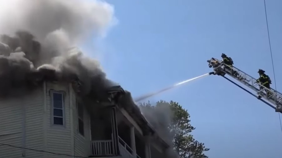 Firefighters from around the area battled a massive multi-alarm fire in Revere, MA, that tore through an apartment building and spread to multiple buildings Thursday.