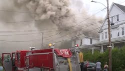 A Scranton, PA, firefighter was injured battling a residential fire that also injured two civilians Monday.