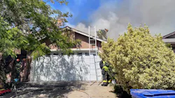 A Turlock, CA, firefighter was bitten by a dog and suffered first-degree burns from radiant while battling a grass and house fire Tuesday. A Turlock, CA, firefighter was bitten by a dog and suffered first-degree burns from radiant while battling a grass and house fire Tuesday.