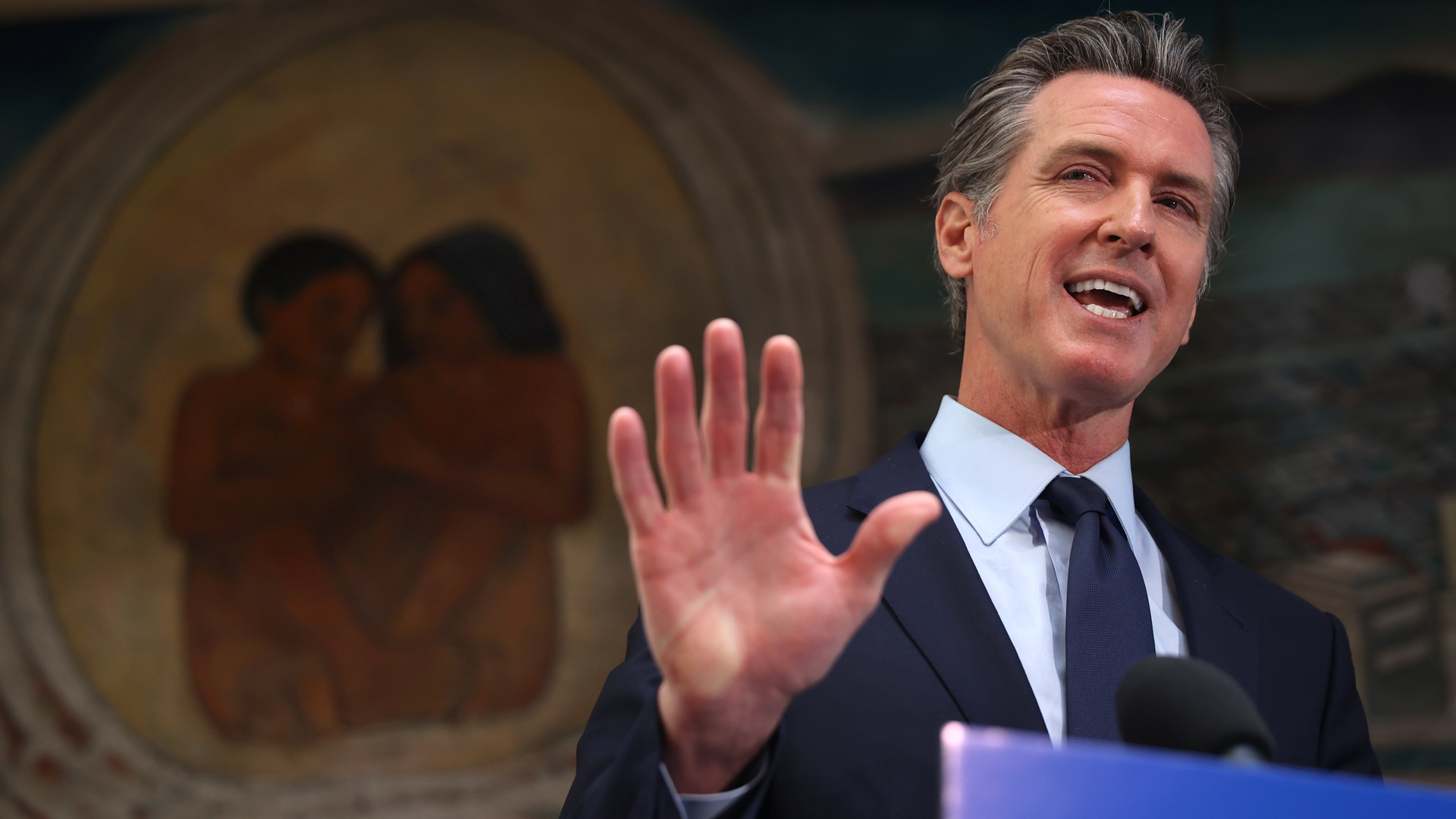California Gov. Gavin Newsom at a news conference earlier this month.