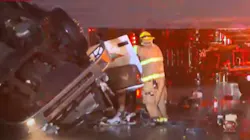 At least three tractor-trailers were involved in a major traffic accident Monday as damaging thunderstorms tore through Waxahachie, TX, and other parts of the state.