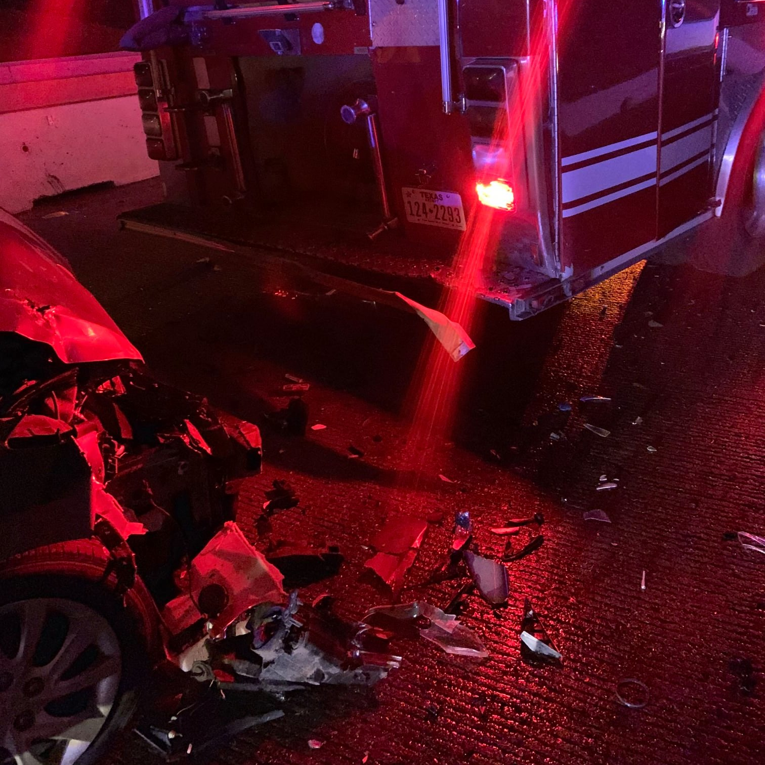 An alleged drunk driver struck Lubbock, TX, Fire Rescue's Engine 1 as it was blocking traffic while responding to a vehicle stalled in high water early Tuesday.